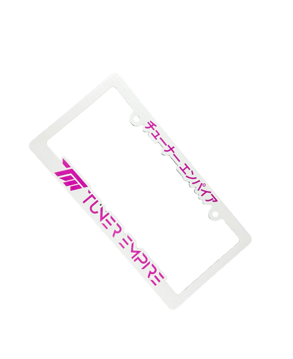License Plate Frame White/ Pink