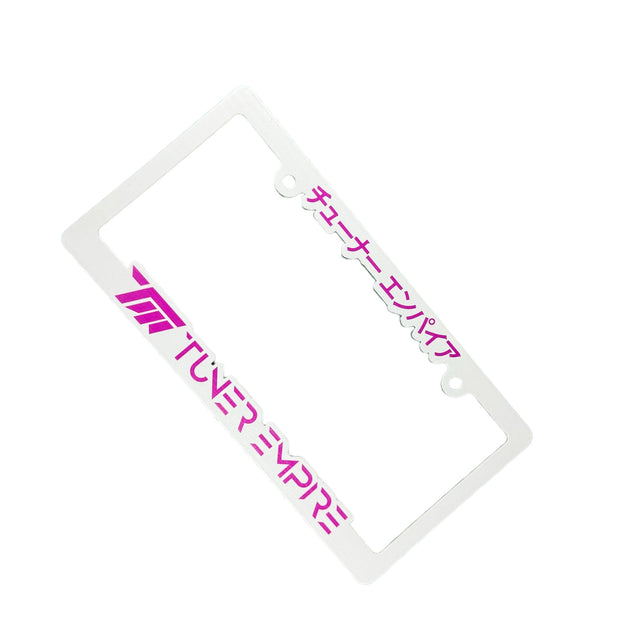 License Plate Frame White/ Pink